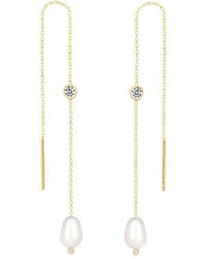 Gabi Rielle 14k Over Silver Lovestruck Collection 4mm Cz Threader Earrings - White