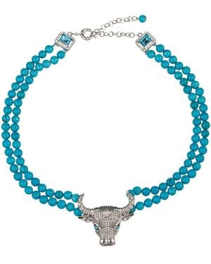 Eye Candy LA Tara Beaded Statement Necklace - Blue