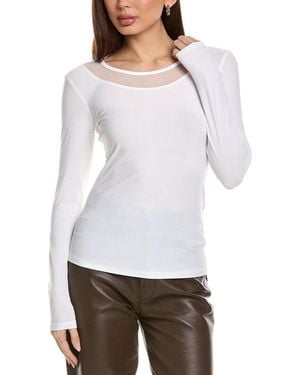 Joseph Ribkoff Mesh Neckline Top - White