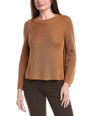 Lafayette 148 New York Open Sided Silk-Blend Pullover - Brown