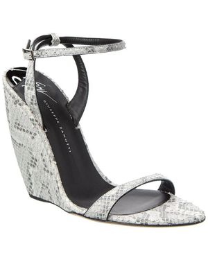 Giuseppe Zanotti Clandestino 105 Snakeskin Wedge Sandal - Metallic