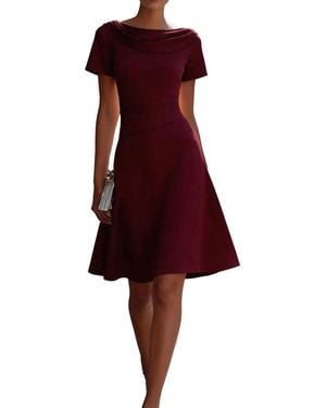Tedora Short Sleeve Midi Dress - Red