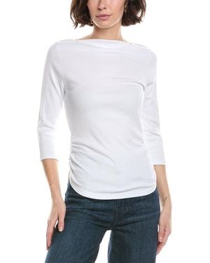 Michael Stars Asha 3/4 Sleeve Straight Neck Top - White