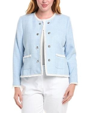 Tahari Plus Tassel Trim Jacket - Blue