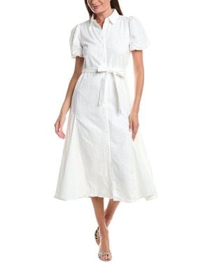 Cece Button Front Midi Shirtdress - White