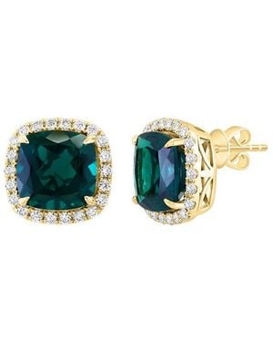 Effy Fine Jewelry 14K 6.35 Ct. Tw. Lab-Grown Diamond & Lab-Grown Emerald Earrings - Blue