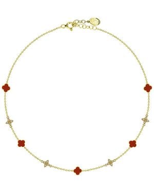 Gabi Rielle 14K Over Carnelian Cz Sparkling Necklace - Metallic