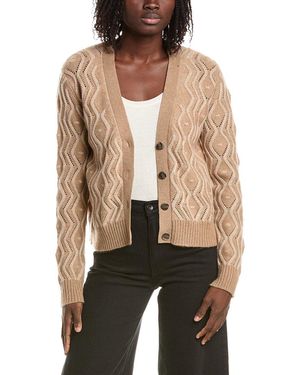 Isla Maeve Plaited Cable 100% Cashmere Cardigan - Natural