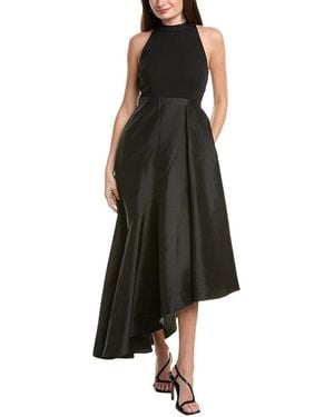 Adrianna Papell Crepe Combo Taffeta Gown - Black