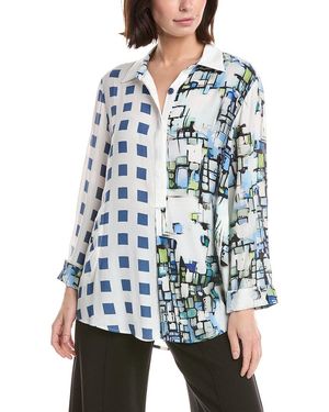 Lemon Grass Pullover Tunic Blouse - Blue