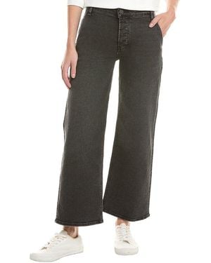 Hudson Jeans Rosie High-Rise Smokey Trouser Wide Leg Ankle Jean - Black