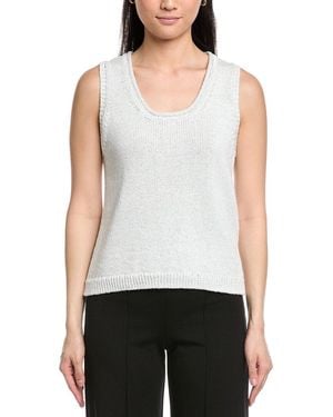 St. John Scoop Neck Knit Tank - White