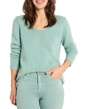 NIC+ZOE Nic + Zoe Cotton Cord Soft V-Neck Sweater - Green
