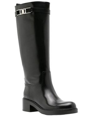 Ferragamo Gancini 55Mm Leather Knee Boot - Black