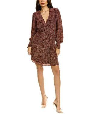 The Kooples Wrap Silk-blend Mini Dress - Brown