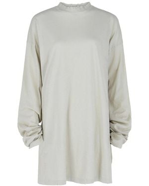 Balenciaga Long Sleeve Oversized Distressed T-Shirt - Grey