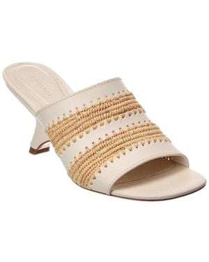 Jonathan Simkhai Shadow Mule Raffia & Leather Sandal - White