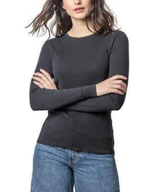 Lilla P Raw Edge Crew Top - Black