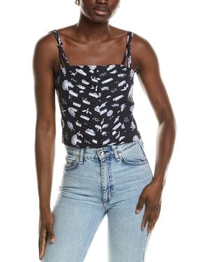 1.STATE Pintuck Linen-Blend Tank Top - Blue