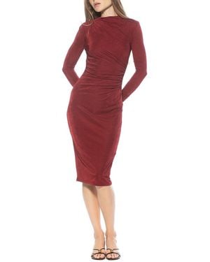 Alexia Admor Kim Draped Midi Sheath Dress - Red