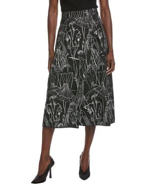Akris Embroidered Denim Skirt - Black