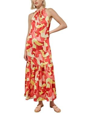 Ming Wang Drop-Waist Crepe De Chine Maxi Dress - Red