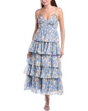 En Saison Maryam Pleated Maxi Dress - Blue