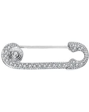 Genevive Jewelry Silver Pin - White