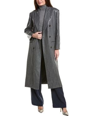 Brunello Cucinelli Wool & Silk-Blend Trench Coat - Grey