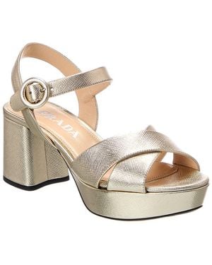 Prada Textured Leather Sandal - Metallic