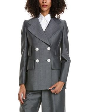 Prada Double Breasted Mohair & Wool-Blend Blazer - Grey