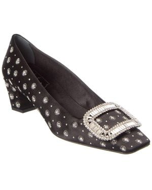 Roger Vivier Mini Strass Satin Pump - Black