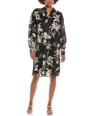 Teri Jon Flower Print Shirtdress - Black
