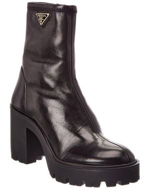 Prada Leather Platform Boot - Brown