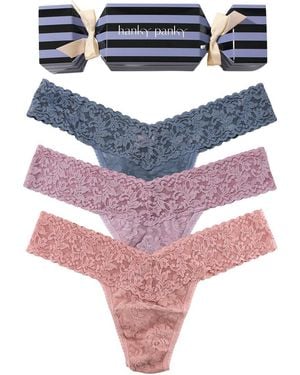 Hanky Panky Holiday Cracker Low Rise Thong 3-Pack - Pink