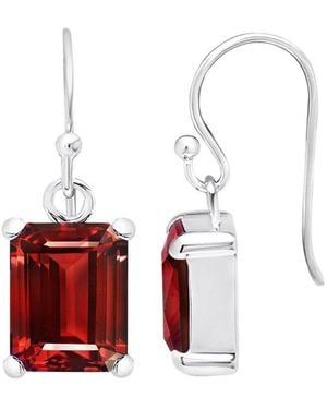 MaxColor 5.00 Ct. Tw. Garnet Dangle Earrings - White