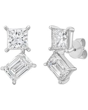 Diana M. Jewels 14K 8.00 Ct. Tw. Lab-Grown Diamond Two-Stone Earrings - White