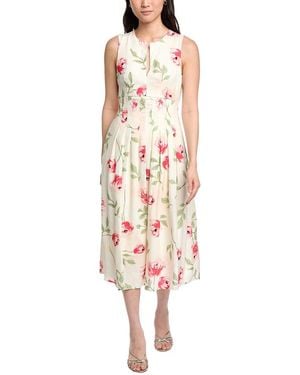 Sam Edelman Pintuck Linen-Blend A-Line Dress - White
