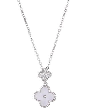 Adornia Mother Of Pearl Cz Sliding 2-Clover Necklace - White