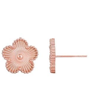 Adornia 14K Rose Plated 5-Leaf Clover Stud Earrings - Pink