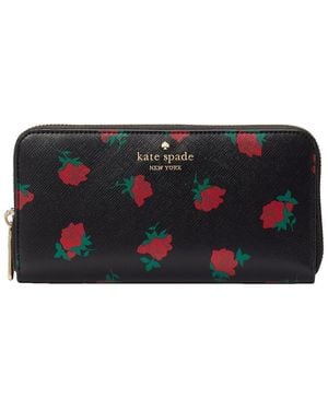 Kate Spade Madison Ditsy Rose Toss Printed Large Wallet - Black