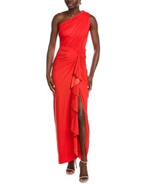 Tadashi Shoji Solid One-Shoulder Maxi Dress - Red