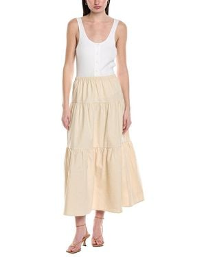 Seraphin Linen-Blend Midi Skirt - Natural