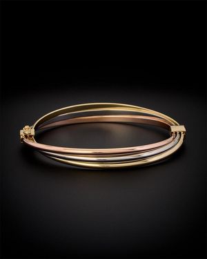 Italian Gold 14k Tri-tone Triple Bangle Bracelet - Black