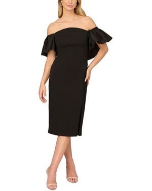 Aidan Mattox Bonded Crepe Sheath Dress - Black