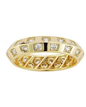 Glaze Jewelry 14K Over Cz Chequered Band Ring - Metallic