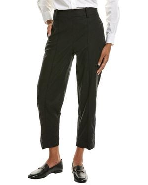 Vince Mid Rise Pleat Front Pull-On Linen-Blend Pant - Black