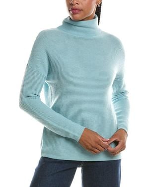 Forte Textured Slouchy Funnel Neck 100% Cashmere Jumper - Blue