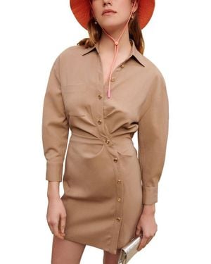Maje Ribeige Wool-Blend Mini Dress - Brown