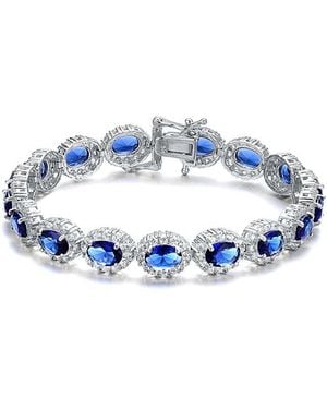 Genevive Jewelry Silver Cz Bracelet - Blue